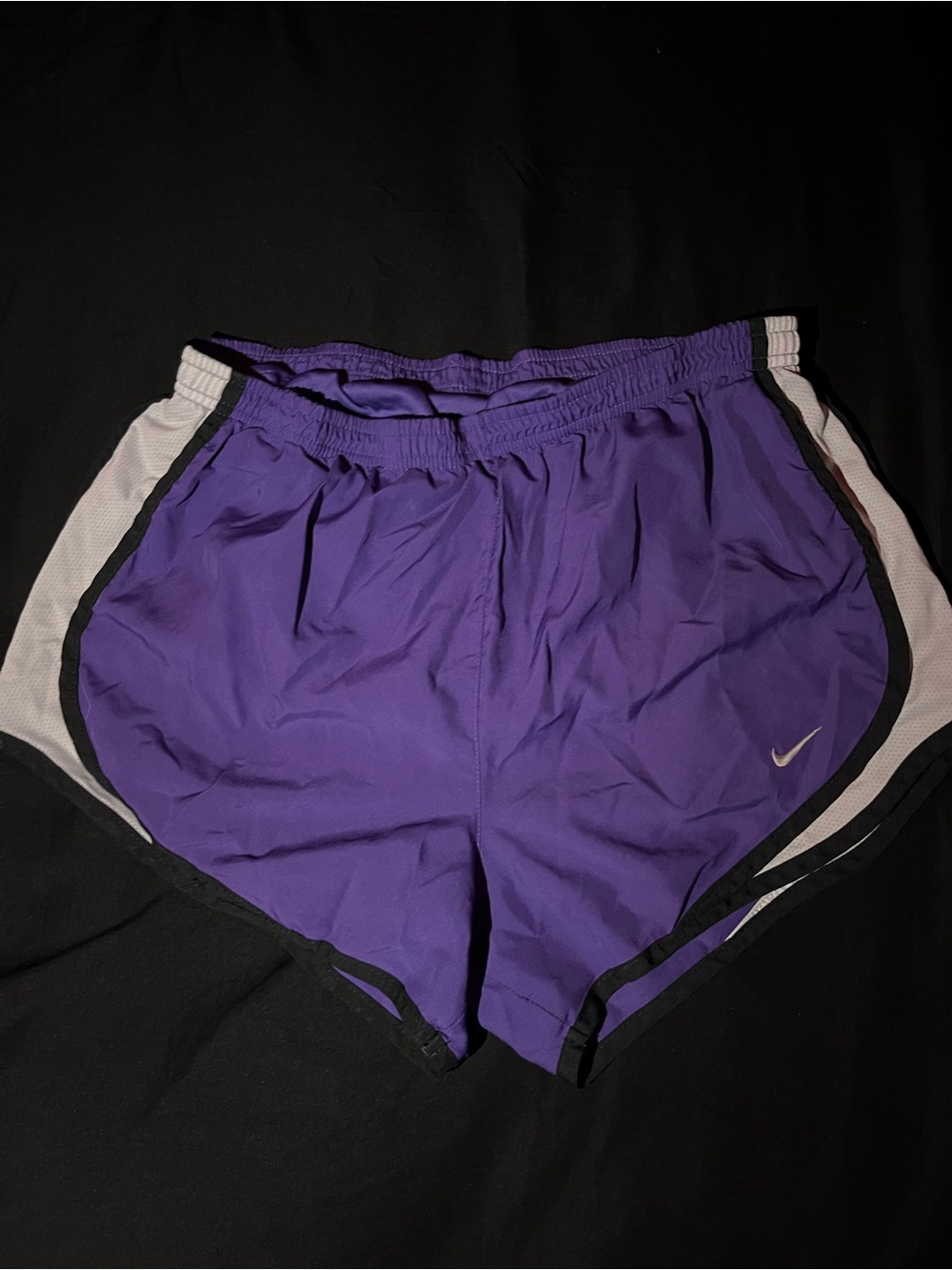 Nike Dri Fit Purple Athletic Shorts with White Contrast Panels